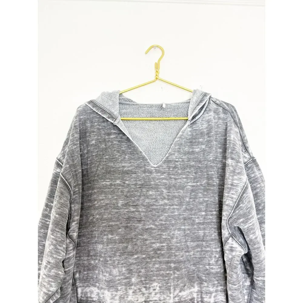 Free People Get It Distressed Oversized Burnout Hoodie Sweater Size XS Gray
